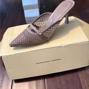 Elegant Beige Mesh Mules
